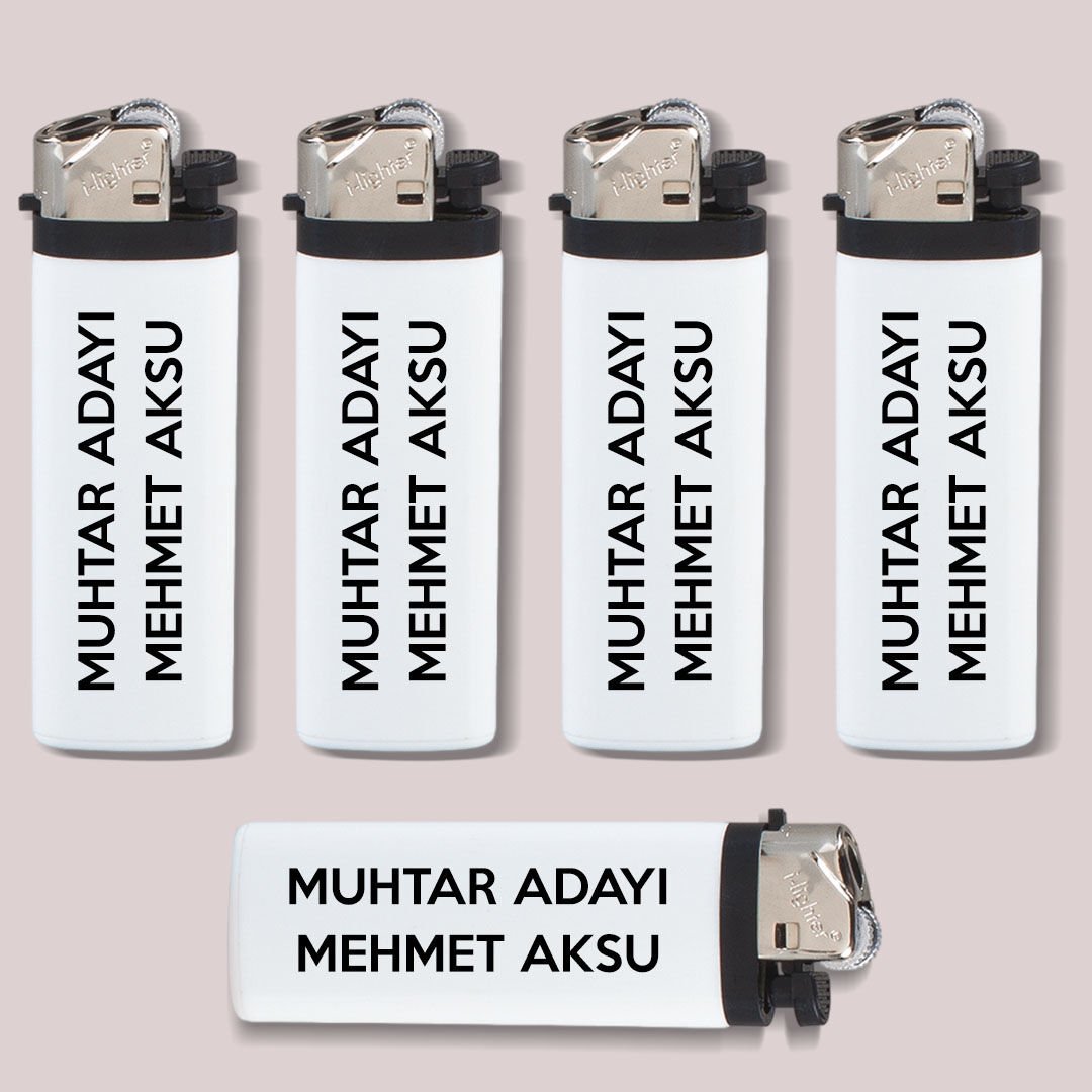 Muhtar Adaylarına Özel Promosyon Beyaz I-Lighter Taşlı Siboplu Çakmak, Seçim Promosyon Ürünleri (20 Adet)