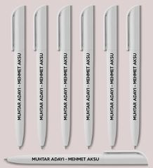 Muhtar Adaylarına Özel Promosyon Beyaz Plastik Tükenmez Kalem, Seçim Promosyon Ürünleri (250 Adet)