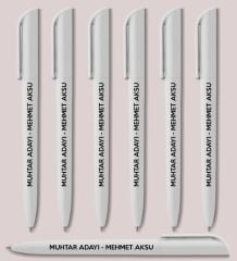Muhtar Adaylarına Özel Promosyon Beyaz Plastik Tükenmez Kalem, Seçim Promosyon Ürünleri (1000 Adet)