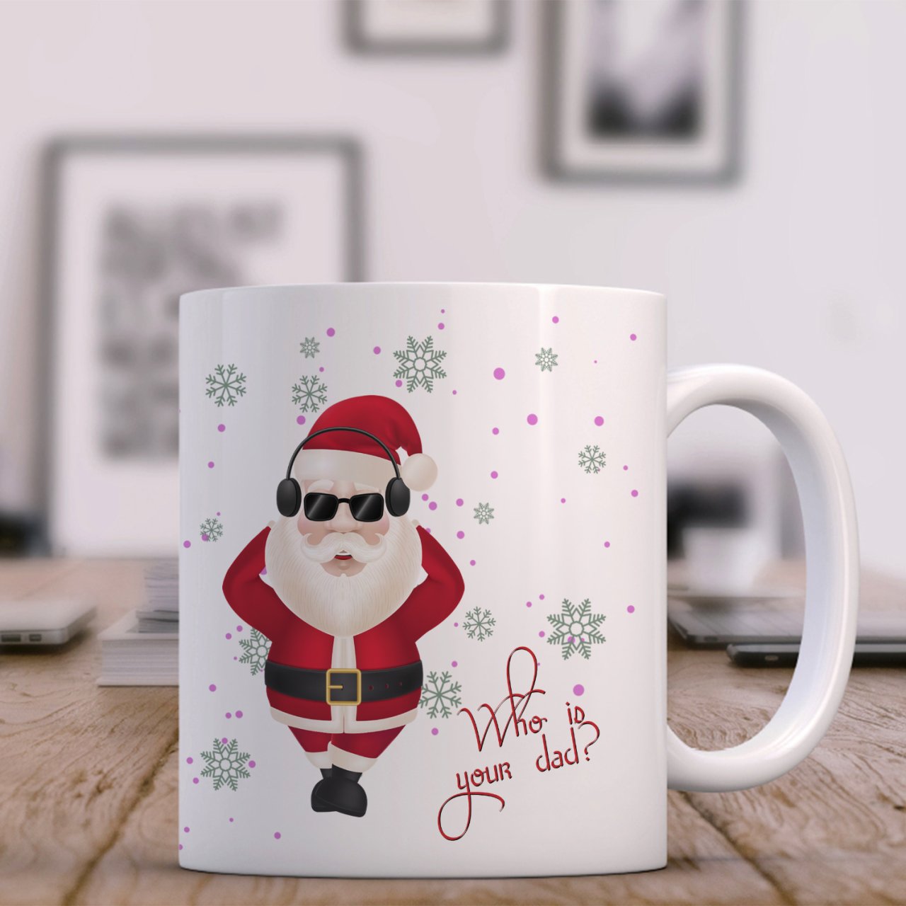 Kişiye Özel Noel Baba Tasarımlı Beyaz Kupa Bardak - 1