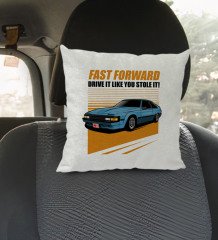 BK Gift Fast Forward Tasarımlı Kare Araç Koltuk Yastığı-1