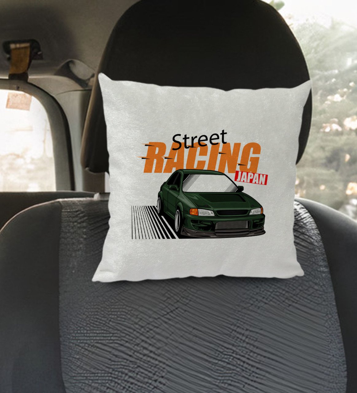 BK Gift Street Racing Tasarımlı Kare Araç Koltuk Yastığı-1