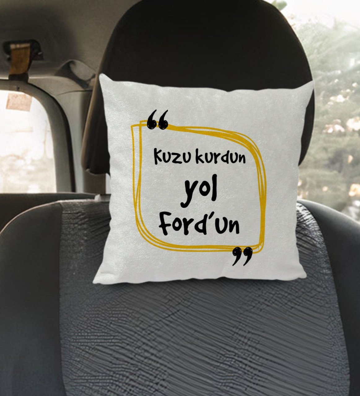 BK Gift Esprili Kare Araç Koltuk Yastığı-8