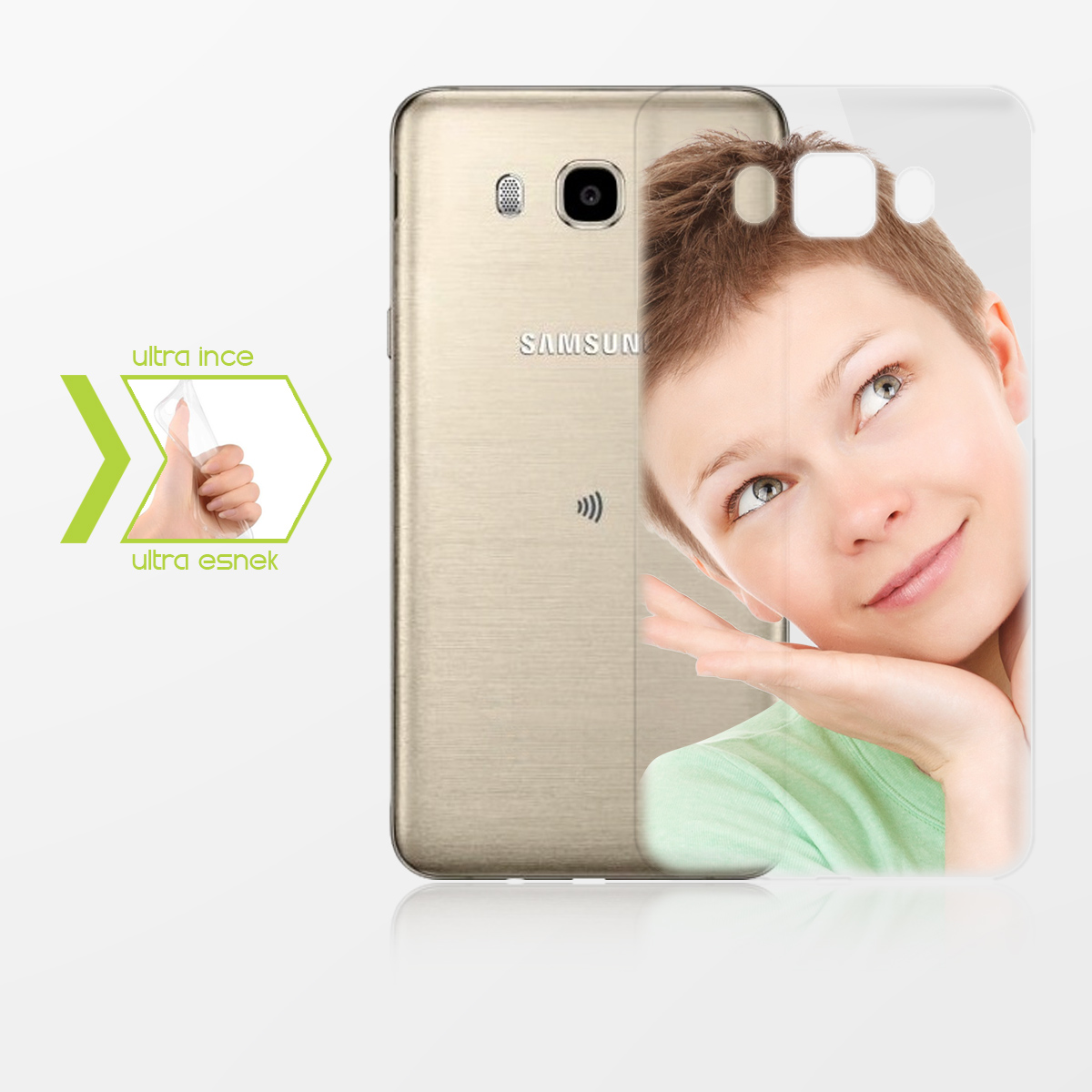Kişiye Özel Samsung Galaxy J7 2016 İnce Şeffaf Silikon Telefon Kapağı