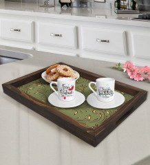 Kişiye Özel Evin Süslüsü ve Evin Yakışıklısı Tasarımlı 2'li Kahve Fincan Seti ve Doğal Ahşap Tepsi-2