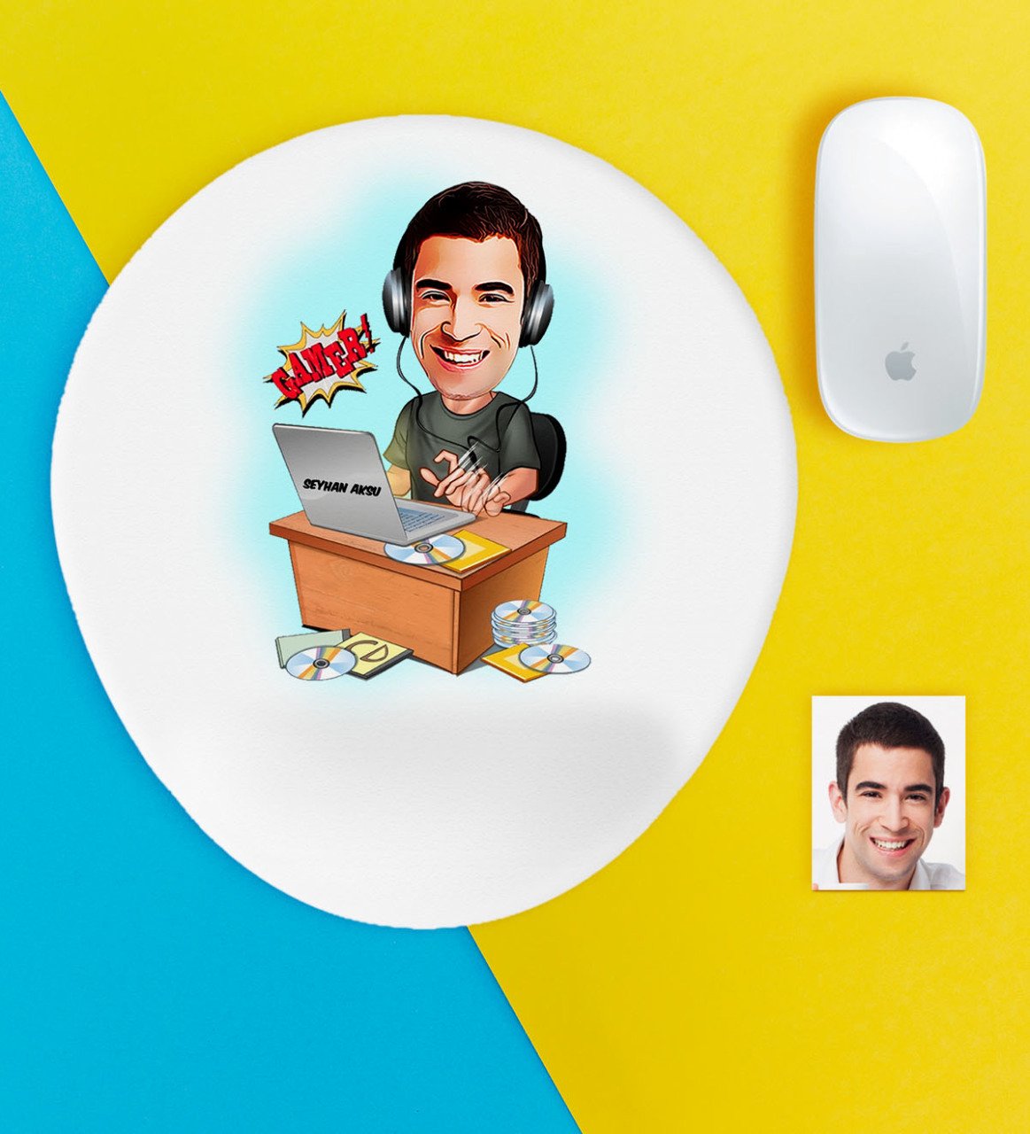 Kişiye Özel Gamer Karikatür Bilek Destekli Mouse Pad - 1