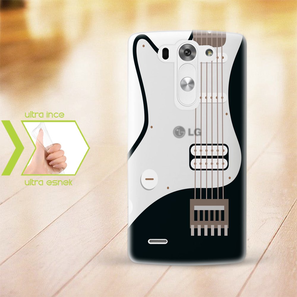 Kişiye Özel LG G3 İnce Şeffaf Silikon Telefon Kapağı (Gitar Temalı-1)