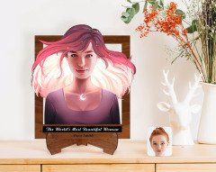 Personalized Women's Day The Most Beautiful Woman in the World with Cartoon Wooden Stand 3D Trinket-38