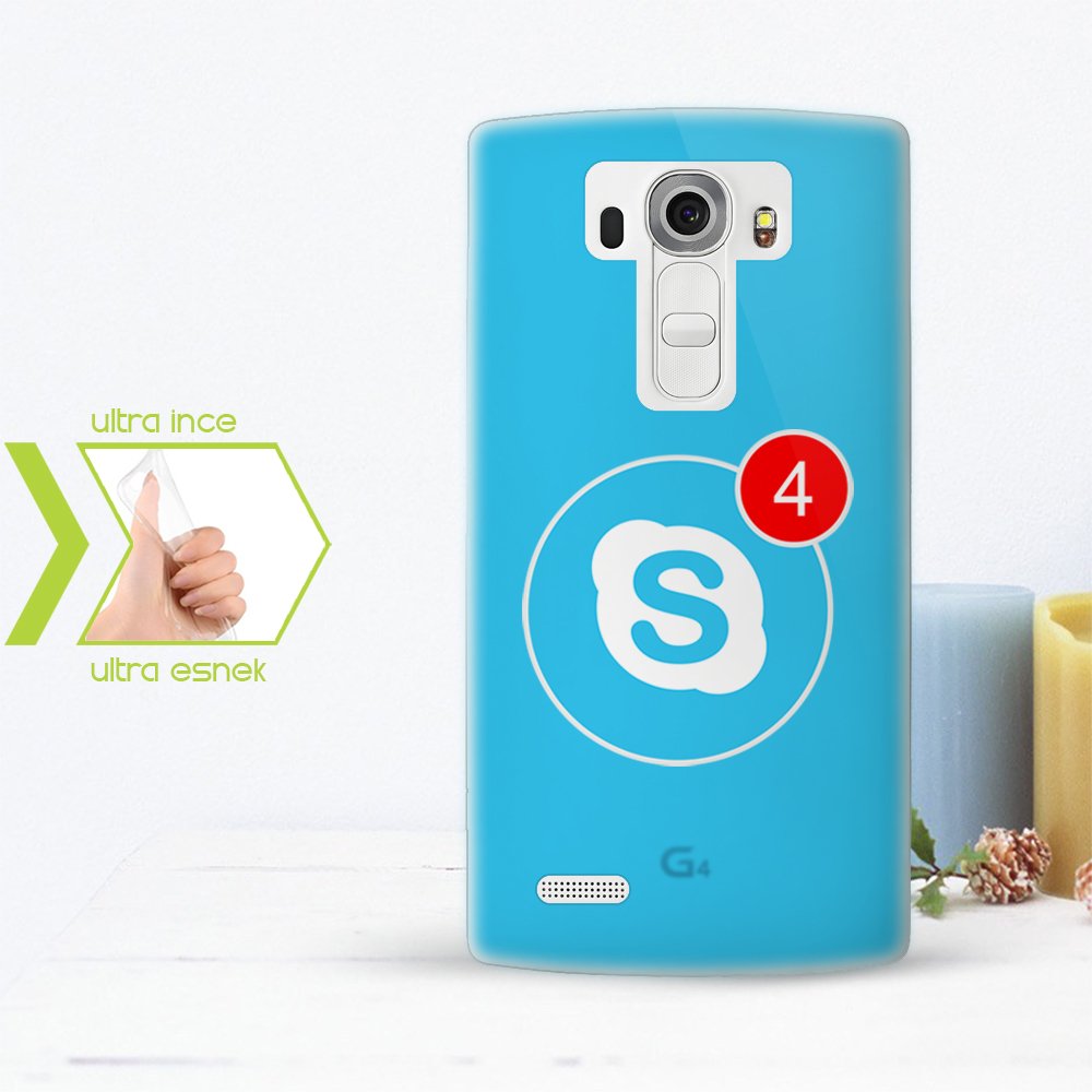 Kişiye Özel LG G4 İnce Şeffaf Silikon Telefon Kapağı (Skype-1)