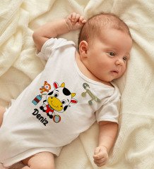 BK Kids Kişiye Özel İsimli Beyaz Bebek Body Zıbın Erkek Bebek Künyesi ve İğnesi Hediye Seti-31