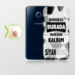 Kişiye Özel Samsung Galaxy S6 İnce Şeffaf Silikon Telefon Kapağı (Siyah Beyaz Temalı) 003