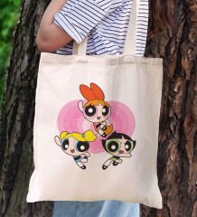 BK Gift Powerpuff Girls Buttercup Kanvas Bez Çanta, Baskılı Omuz Çantası-2, Alışveriş Çantası, Plaj Çantası