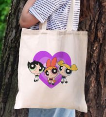 BK Gift Powerpuff Girls Buttercup Kanvas Bez Çanta, Baskılı Omuz Çantası-3, Alışveriş Çantası, Plaj Çantası