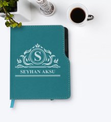 Kişiye Özel İsimli Turkuaz Termo Deri Defter-12