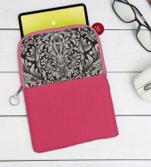 BK Gift Retro Motif Tasarımlı Taşınabilir Koruyucu Tablet Kılıfı & Organizer Çanta - Pembe-2