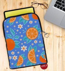 BK Gift Portakal Tasarımlı Taşınabilir Koruyucu Tablet Kılıfı & Organizer Çanta - Siyah-1
