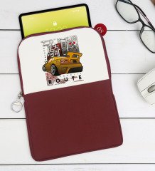 BK Gift Tokyo Route Tasarımlı Taşınabilir Koruyucu Tablet Kılıfı & Organizer Çanta - Bordo-1
