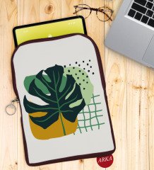 BK Gift Yaprak Tasarımlı Taşınabilir Koruyucu Tablet Kılıfı & Organizer Çanta - Bordo-1