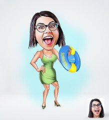 BK Gift Kişiye Özel Tatilci Kadın Karikatürlü Sosyal Medya Dijital Profil Fotoğrafı - Model 6