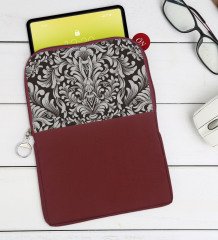 BK Gift Retro Motif Tasarımlı Taşınabilir Koruyucu Tablet Kılıfı & Organizer Çanta - Bordo-2