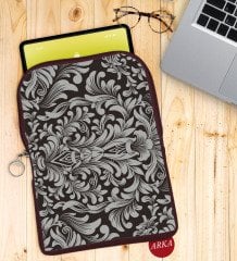 BK Gift Retro Motif Tasarımlı Taşınabilir Koruyucu Tablet Kılıfı & Organizer Çanta - Bordo-2