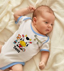BK Kids Kişiye Özel İsimli Mavi Bebek Body Zıbın Erkek Bebek Künyesi ve İğnesi Hediye Seti-31
