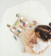 BK Toys Çocuklara Özel Ailem Konseptli(5 Kişilik) Ahşap Eğitici Yapboz Puzzle-Model 7
