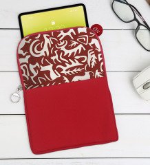 BK Gift Retro Motif Tasarımlı Taşınabilir Koruyucu Tablet Kılıfı & Organizer Çanta - Kırmızı-3