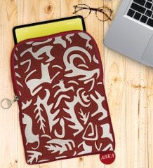 BK Gift Retro Motif Tasarımlı Taşınabilir Koruyucu Tablet Kılıfı & Organizer Çanta - Kırmızı-3