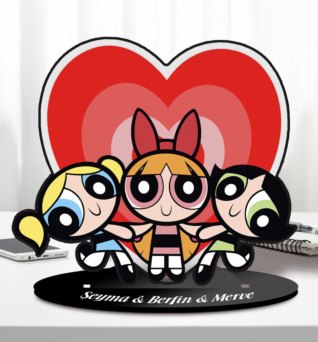 BK Gift Kişiye Özel İsimli Powerpuff Girls Buttercup Ahşap Biblo-8, Arkadaşa Hediye, Doğum Günü Hediyesi