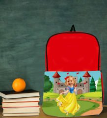 BK Gift Kişiye Özel Pamuk Prenses Tasarımlı Kırmızı Okul Çantası ve Kalemlik Hediye Seti-1