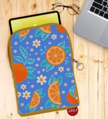 BK Gift Portakal Tasarımlı Taşınabilir Koruyucu Tablet Kılıfı & Organizer Çanta - Sarı-1