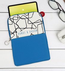 Kişiye Özel Sevgililer Fotoğraflı Taşınabilir Koruyucu Tablet Kılıfı & Organizer Çanta - Mavi-1