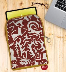 BK Gift Retro Motif Tasarımlı Taşınabilir Koruyucu Tablet Kılıfı & Organizer Çanta - Sarı-3