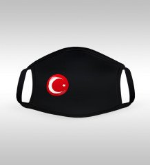 Türk Bayraklı Yıkanabilir Siyah Maske-1