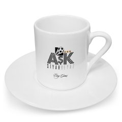 Kişiye Özel Siyah Beyaz Aşk Türk Kahvesi Fincanı