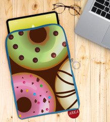 BK Gift Donut Tasarımlı Taşınabilir Koruyucu Tablet Kılıfı & Organizer Çanta - Mavi-1