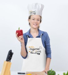 Kişiye Özel Mutfak Önlüğü Aşçı Şapkası ve Tarif Defteri Hediye Seti Model 2