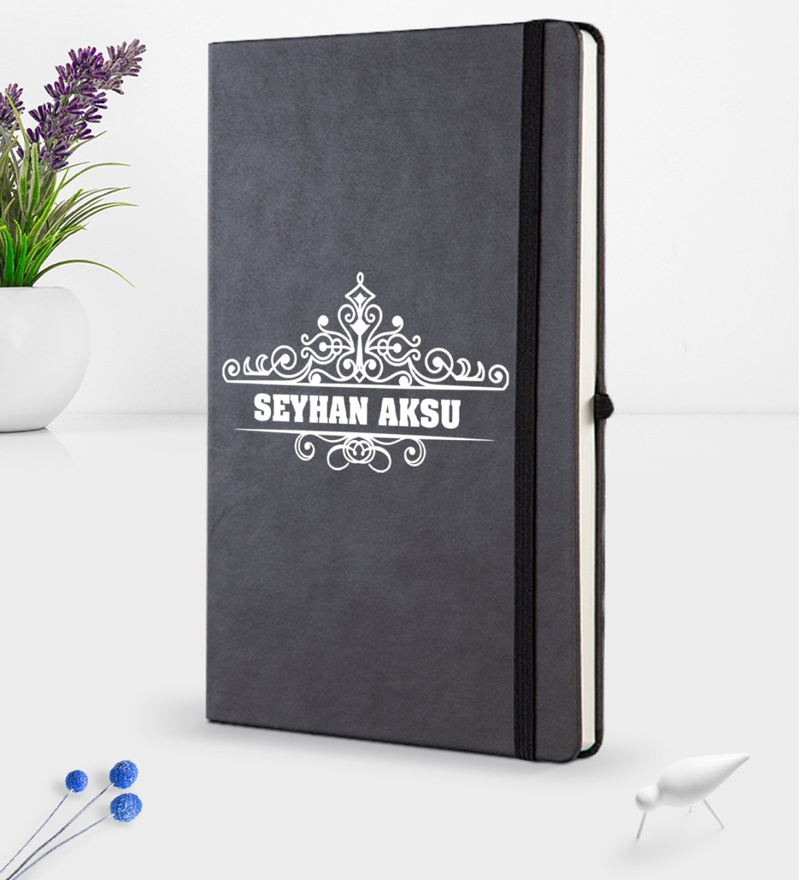 Kişiye Özel İsimli Siyah Termo Deri Defter 16x24cm Model 32