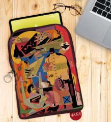 BK Gift Modern Soyut Tasarımlı Taşınabilir Koruyucu Tablet Kılıfı & Organizer Çanta - Bordo-4