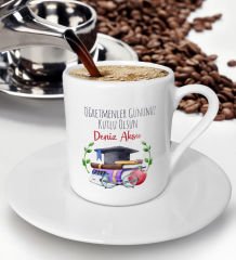 BK Gift Kişiye Özel Öğretmenler Günü Tasarımlı Türk Kahvesi Fincanı-3
