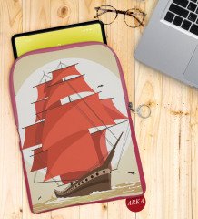 BK Gift Gemi Tasarımlı Taşınabilir Koruyucu Tablet Kılıfı & Organizer Çanta - Pembe-1