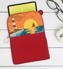 BK Gift Gemi Tasarımlı Taşınabilir Koruyucu Tablet Kılıfı & Organizer Çanta - Kırmızı-1