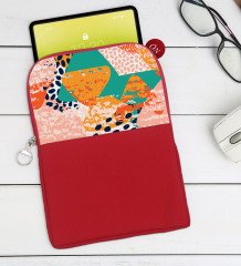 BK Gift Modern Art Tasarımlı Taşınabilir Koruyucu Tablet Kılıfı & Organizer Çanta - Kırmızı-1