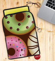 BK Gift Donut Tasarımlı Taşınabilir Koruyucu Tablet Kılıfı & Organizer Çanta - Siyah-1