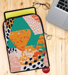 BK Gift Modern Art Tasarımlı Taşınabilir Koruyucu Tablet Kılıfı & Organizer Çanta - Siyah-1