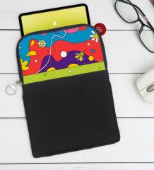 BK Gift Modern Art Tasarımlı Taşınabilir Koruyucu Tablet Kılıfı & Organizer Çanta - Siyah-2