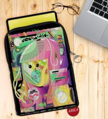 BK Gift Modern Soyut Tasarımlı Taşınabilir Koruyucu Tablet Kılıfı & Organizer Çanta - Siyah-5