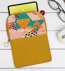 BK Gift Modern Art Tasarımlı Taşınabilir Koruyucu Tablet Kılıfı & Organizer Çanta - Sarı-1