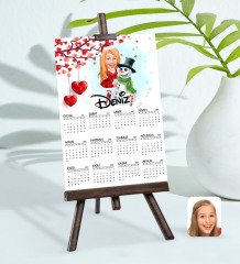 BK Gift Kişiye Özel 15x21 cm Fotoğraf Kartlı Kadın Yeni Yıl Karikatürlü Şövaleli 2023 Takvim -2